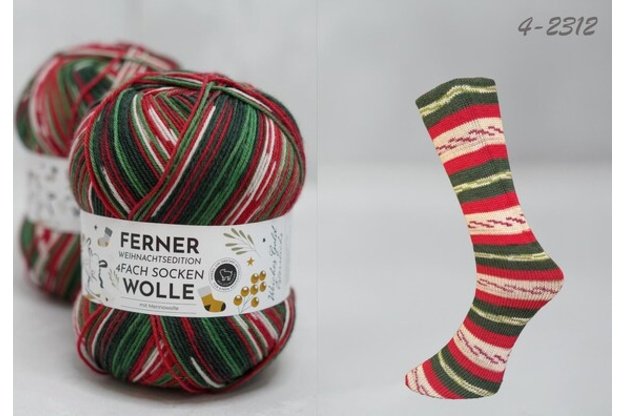 Ferner Wolle Lungauer Sockenwolle 4fach Weihnachtsedition 2026 kojinių siūlai